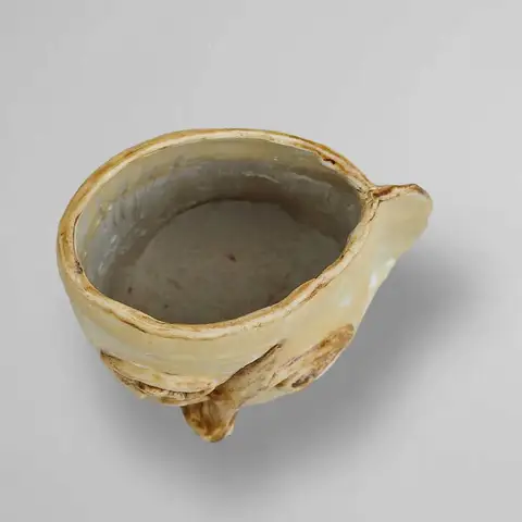 Cream glazed pouring cup with spout
