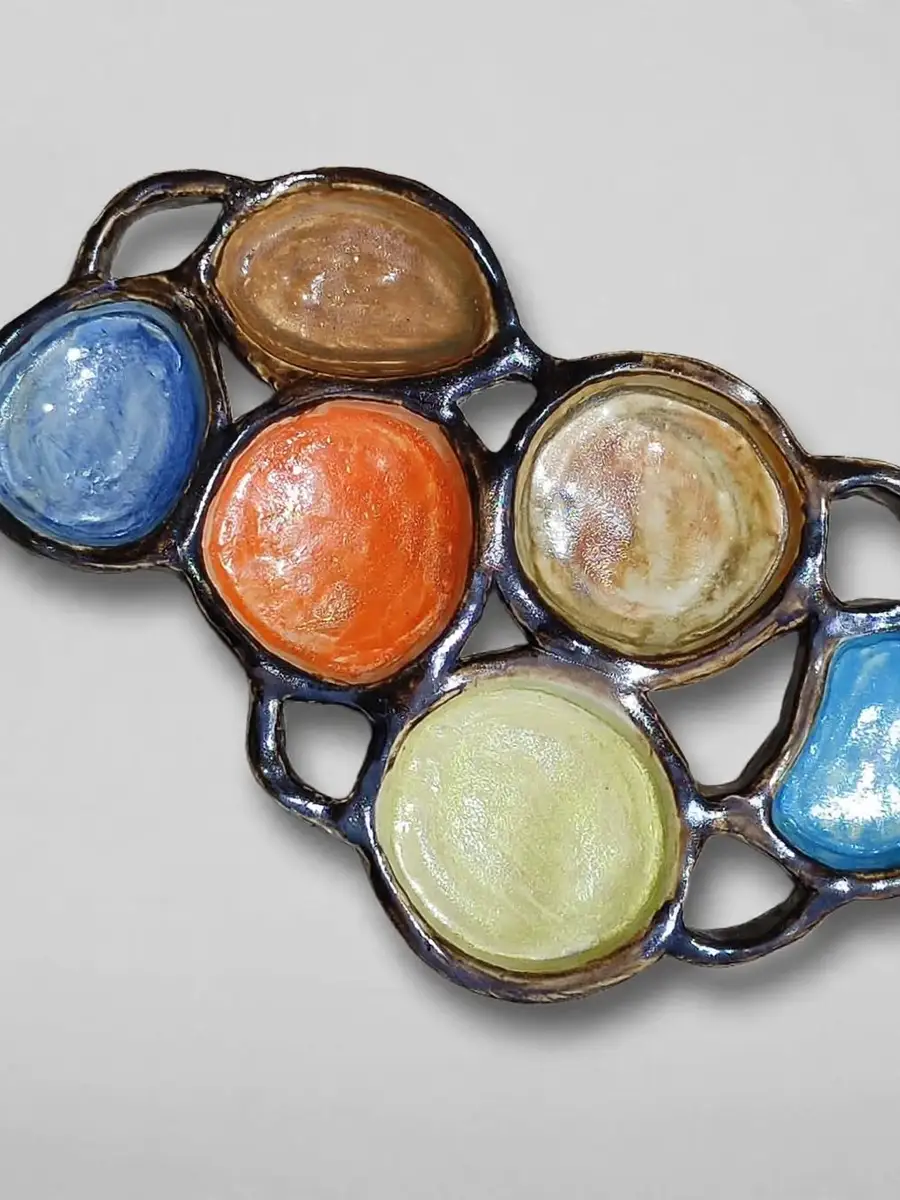 Cabochon Colour Panel, multicolour glazed wall piece